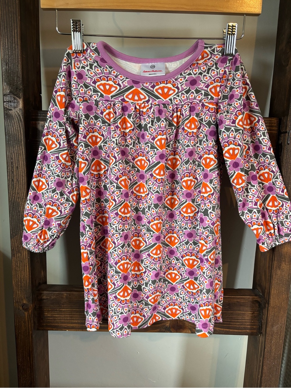 Hanna Andersson Purple Dress with Orange & Pink Floral Pattern